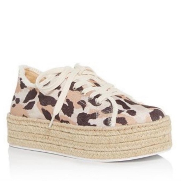 Schutz | Luna Canvas Animal Print Espadrille Platform Sneakers Size 7.5 - Picture 1 of 11